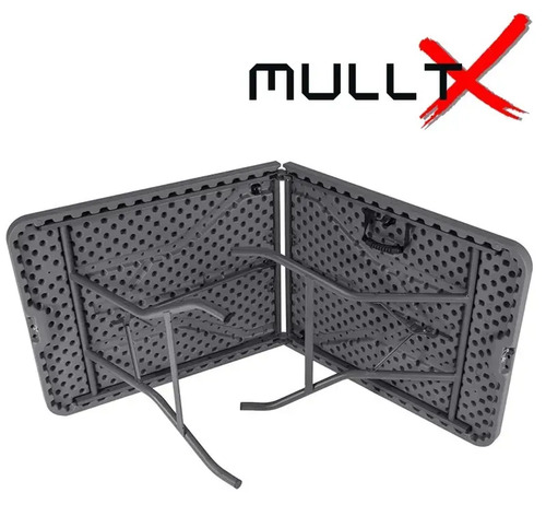 Mesa Dobrável Vira Maleta Com Alça Portátil 1.80m Para Camping Pesca Jardim Área Externa Ou Interna Salão De Festas Gourmet Cor Preta Preto Marca MULLTX