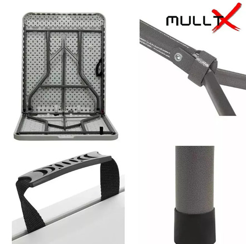 Mesa Dobravel Vira Maleta Com Alça Portátil 1.80m Para Camping Pesca Jardim Area Externa Ou Interna Salão De Festas Gourmet Cor Branco Mesa Grande MULLTX