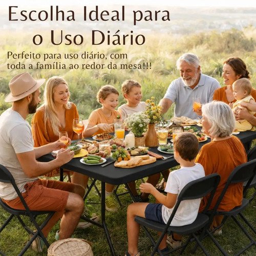 Mesa Dobrável Vira Maleta Com Alça Portátil 1.80m Para Camping Pesca Jardim Área Externa Ou Interna Salão De Festas Gourmet
