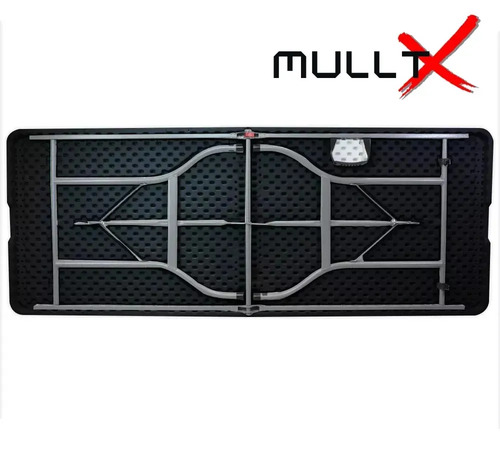 Mesa Dobrável Vira Maleta Com Alça Portátil 1.80m Para Camping Pesca Jardim Área Externa Ou Interna Salão De Festas Gourmet Cor Preta Preto Marca MULLTX
