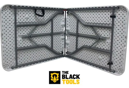 Mesa Dobrável Vira Maleta Com Alça Portátil 1.80m Para Camping Pesca Jardim Área Externa Tft1800 The Black Tools