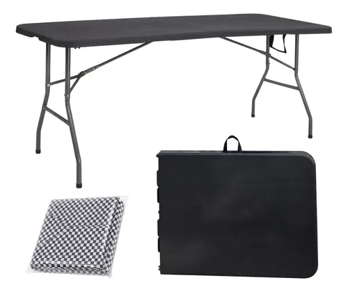 Mesa dobravel vira maleta com alca portatil 180m preto