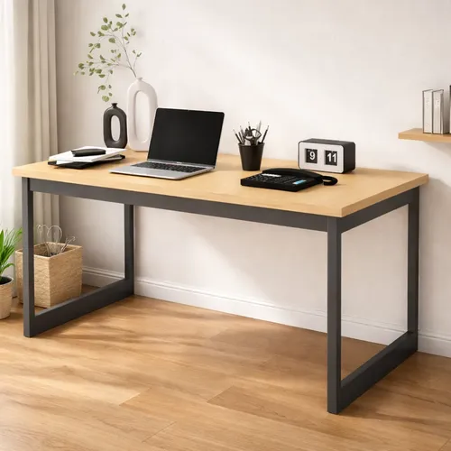 Mesa escritorio industrial 150x60 reforcado ferro homeoffice