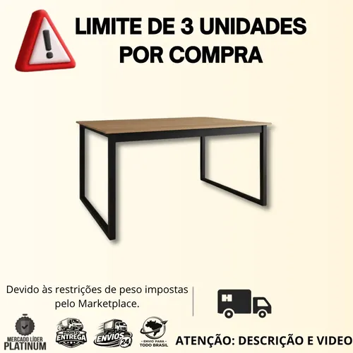 Mesa Escritório Industrial 150x60 Reforçado Ferro Homeoffice