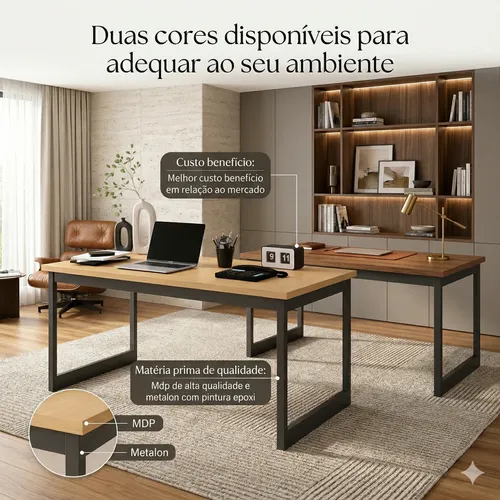 Mesa Escritório Industrial 150x60 Reforçado Ferro Homeoffice