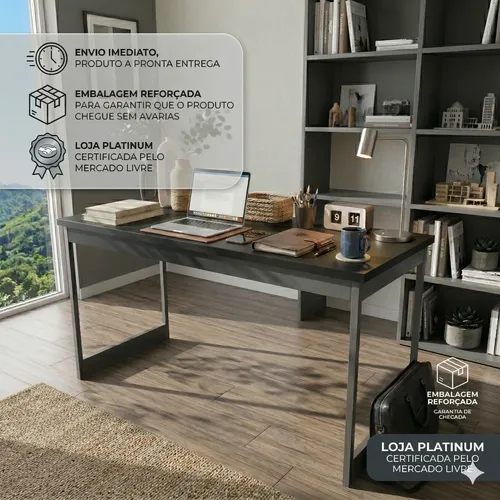 Mesa Escritório Industrial Reforçado Ferro Homeoffice 150x60