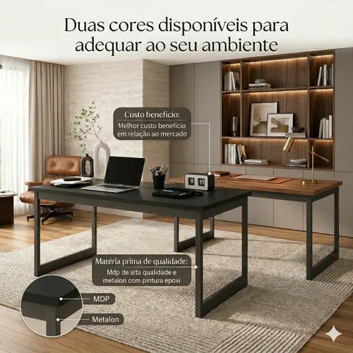 Mesa Escritório Industrial Reforçado Ferro Homeoffice 150x60