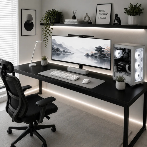 Mesa gamer 150cm para escritorio industrial estrutura aco