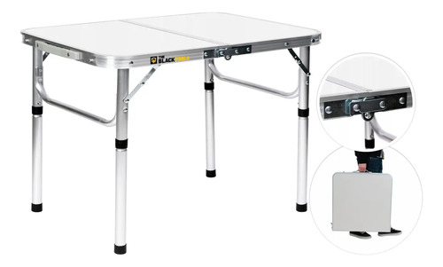 Mesa pequena dobravel camping aluminio 90x60cm vira maleta b