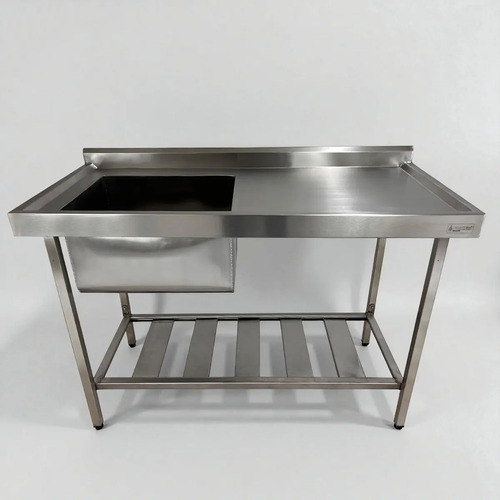 Mesa pia inox industrial 120x60x90 cuba 50x40x30 esquerda