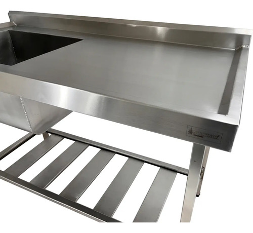 Mesa Pia Inox Industrial 120x60x90 Cuba 50x40x30 Esquerda