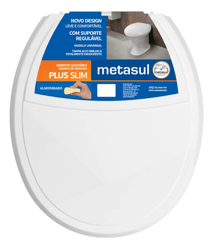 Metasul Assento Sanitário Almofadado Basico Oval Universal Slim Off Cor Branco