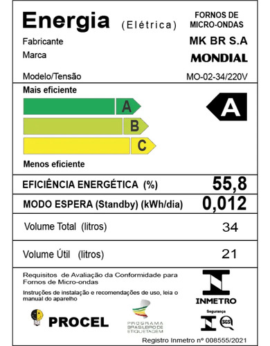 Micro-ondas Mondial 1400W MO-02-34-B