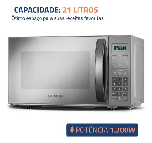 Micro-ondas Mondial 21L 1200W MO-01-21-E Espelhado