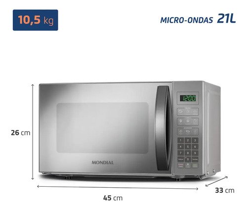 Micro-ondas Mondial 21L 1200W MO-01-21-E Espelhado