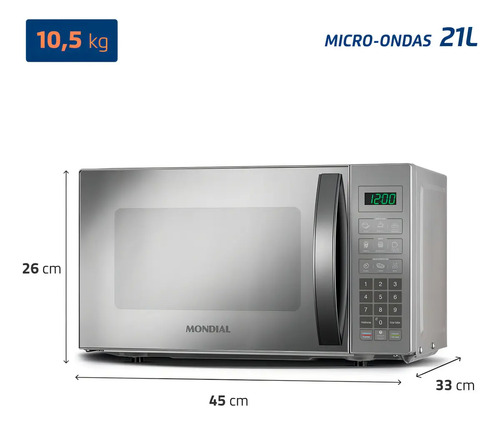 Micro-ondas Mondial 21L 1200W MO-01-21-E Espelhado