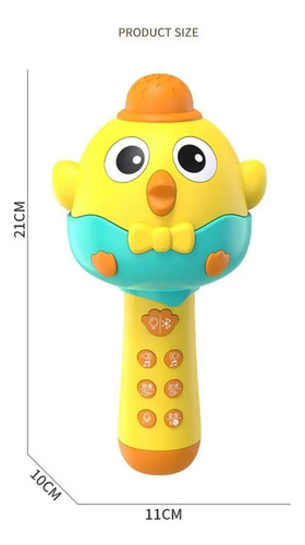 Microfone Bluetooth Infantil Para Contar Histórias E Música Com Luz - Amarelo