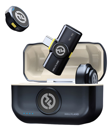 Microfone de lapela hollyland lark m2 duo usb c preto