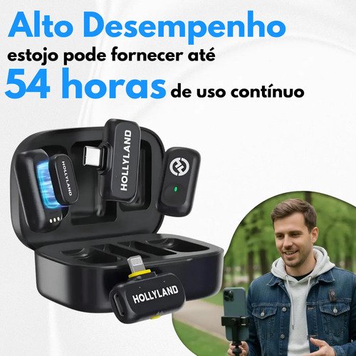 Microfone Hollyland Lark A1 Duo Combo Duplo Para 2 Pessoas Usb-c, Lightning Preto