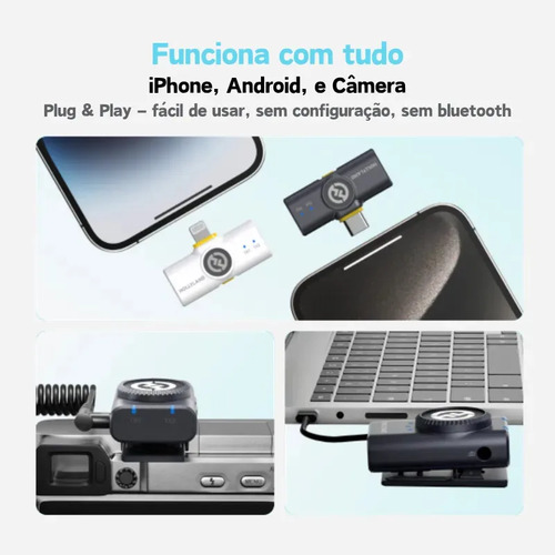 Microfone Hollyland Lark M2 Duo Combo Duplo Para 2 Pessoas Preto