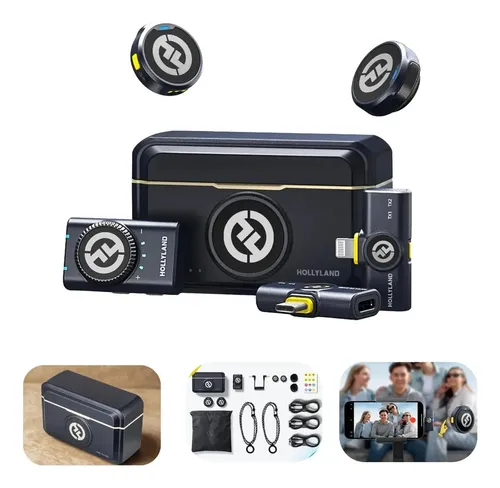 Microfone lapela duplo hollyland lark m2 combo usb c camera 1