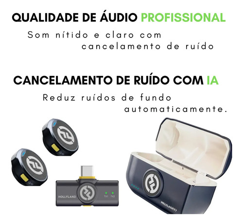 Microfone Lapela Hollyland Lark M2 Duo Duplo Usb-c Original