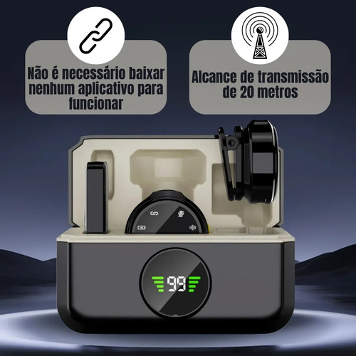 Microfone Lapela Mymotors Preto Sem Fio Tipo C