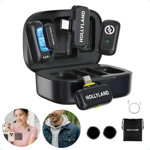 Microfone sem fio hollyland lark a1 combo cor preto