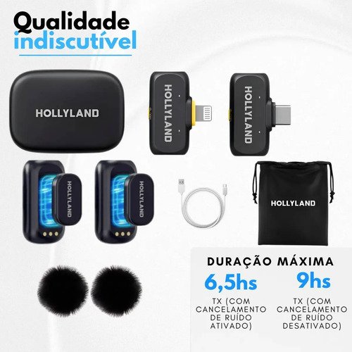 Microfone sem fio Hollyland Lark A1 Combo cor preto