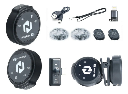 Microfone sem fio zcco j6 duplo lapela anti ruido 2interface