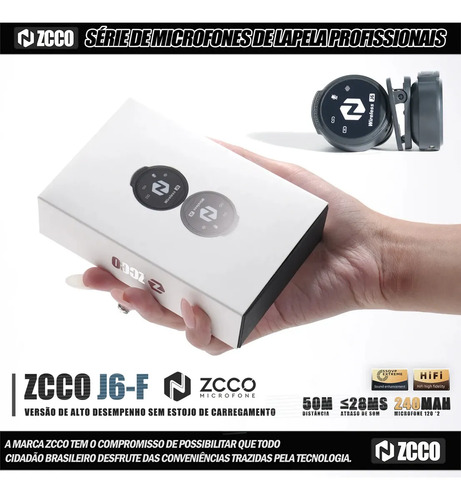 Microfone Sem Fio Zcco J6 Duplo Lapela Anti Ruido 2interface Preto