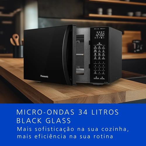 Microondas Panasonic Dupla Refeição 34L Black Glass - NN-ST66NBRU