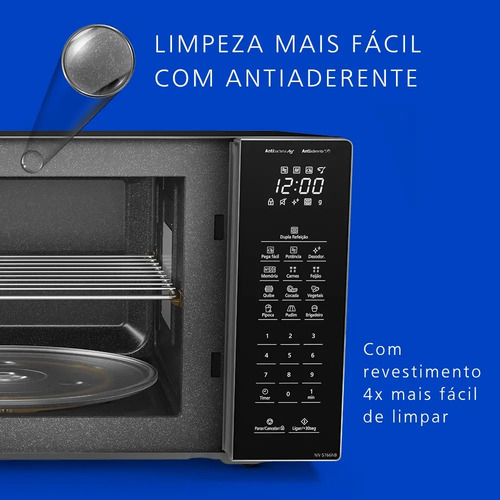 Microondas Panasonic Dupla Refeição 34L Black Glass - NN-ST66NBRU