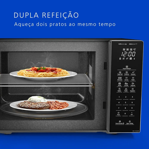 Microondas Panasonic Dupla Refeição 34L Black Glass - NN-ST66NBRU