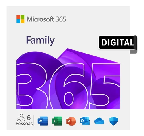 Microsoft 3 6 5 family assinatura 1 ano entrega imediata