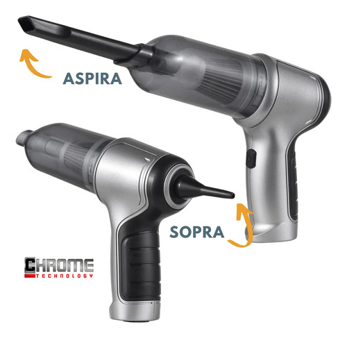 Mini Aspirador De Pó Portátil Recarregável Soprador Usb Automotivo 3em1 Sem Fio Premium Vácuo Limpeza Carro Multifuncional Casa Chrome Technology