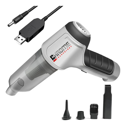 Mini Aspirador De Pó Portátil Recarregável Soprador Usb Automotivo 3em1 Sem Fio Premium Vácuo Limpeza Carro Multifuncional Casa Chrome Technology