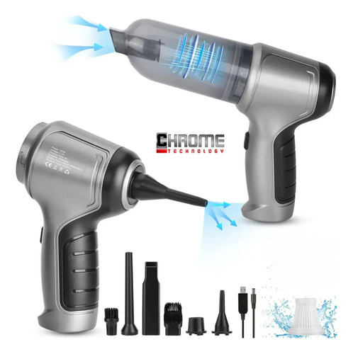 Mini Aspirador De Pó Portátil Recarregável Soprador Usb Automotivo 3em1 Sem Fio Premium Vácuo Limpeza Carro Multifuncional Casa Chrome Technology