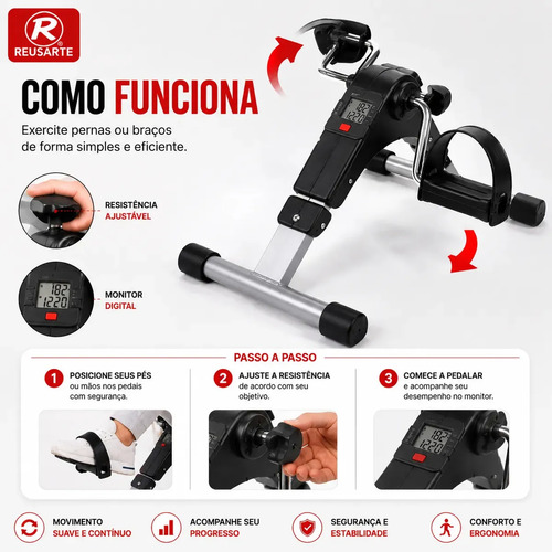 Mini Bike Fisioterapia Portátil Bicicleta Ergométrica Idosos