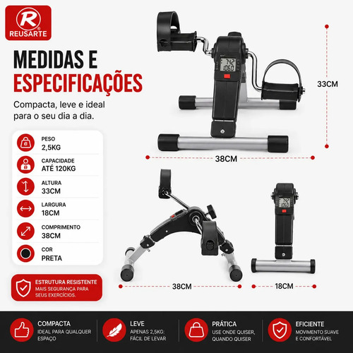 Mini Bike Fisioterapia Portátil Bicicleta Ergométrica Idosos