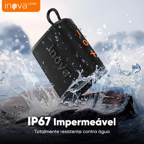 Mini Caixa De Som Portatil , Inova Caixa de Som pequena com Radio FM E RGB, caixinha som bluetooth À Prova D'água IP67, Caixa De Som Potente Para Moto Bike, Bateria 15h, TWS Som Estéreo Grave Preto