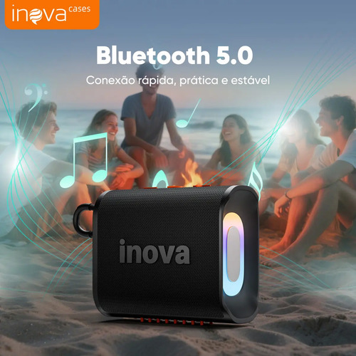 Mini Caixa De Som Portatil , Inova Caixa de Som pequena com Radio FM E RGB, caixinha som bluetooth À Prova D'água IP67, Caixa De Som Potente Para Moto Bike, Bateria 15h, TWS Som Estéreo Grave Preto