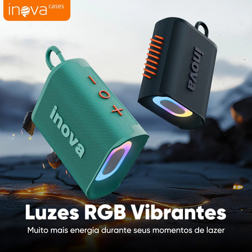 Mini Caixa De Som Portatil , Inova Caixa de Som pequena com Radio FM E RGB, caixinha som bluetooth À Prova D'água IP67, Caixa De Som Potente Para Moto Bike, Bateria 15h, TWS Som Estéreo Grave Preto