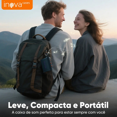 Mini Caixa De Som Portatil , Inova Caixa de Som pequena com Radio FM E RGB, caixinha som bluetooth À Prova D'água IP67, Caixa De Som Potente Para Moto Bike, Bateria 15h, TWS Som Estéreo Grave Preto