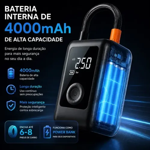 Mini Compressor Ar Calibrador Encher Pneu Portátil Digital