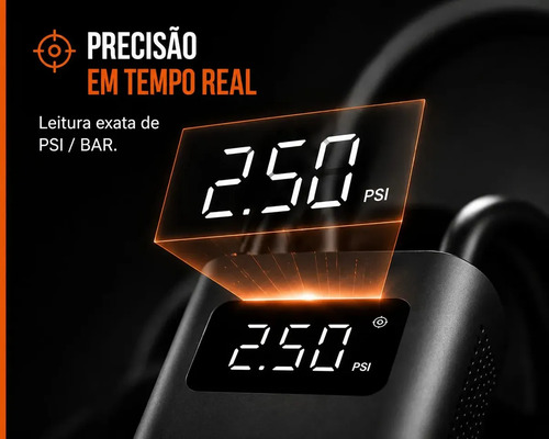 Mini Compressor Digital Hold On Bomba De Encher Pneus Portátil Para Carro Bicicleta Motocicletas Cor Preto Com Calibrador