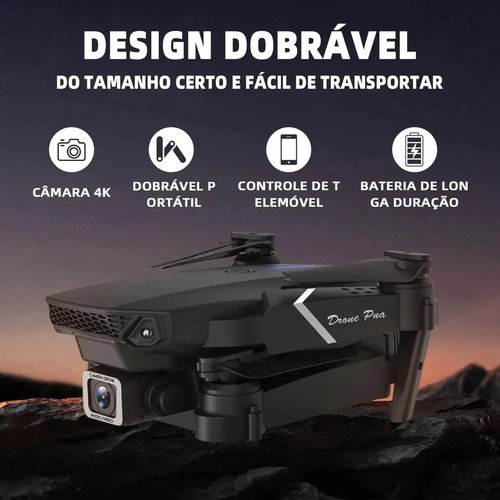 Mini Drone E88 Pro Com Câmera Dupla Wifi Com Case 2 Baterias + Ligenai Jozy Mini Controle Remoto Drone 2.4 Ghz