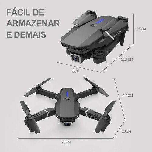 Mini Drone E88 Pro Com Câmera Dupla Wifi Com Case 2 Baterias + Ligenai Jozy Mini Controle Remoto Drone 2.4 Ghz