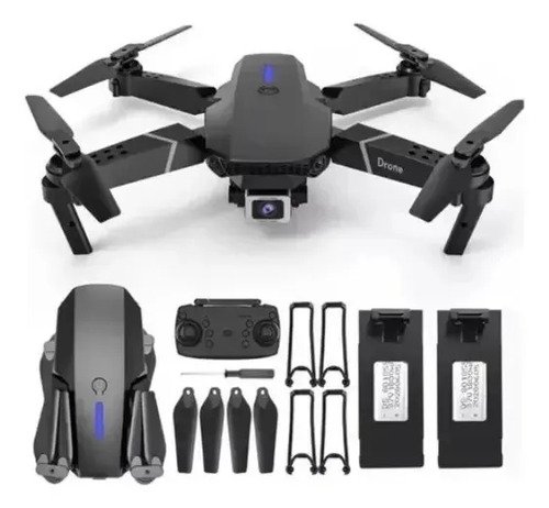 Mini Drone E88 Pro Com Câmera Dupla Wifi Com Case 2 Baterias + Ligenai Jozy Mini Controle Remoto Drone 2.4 Ghz