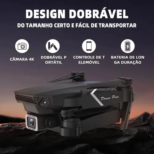 Mini Drone E88 Pro Dobrável Câmera Hd 4k Com 2 Baterias